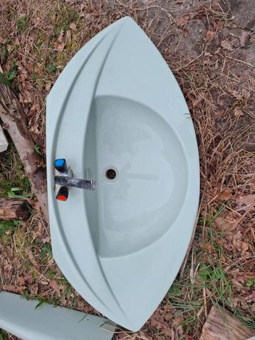 Retro wastafel inclusief plankje en onderstel