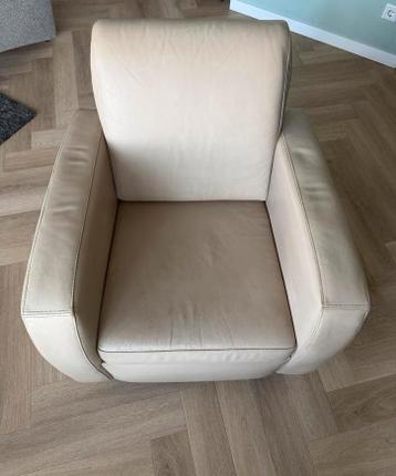 Comfortabele Lederen Fauteuil - Crèmekleurig