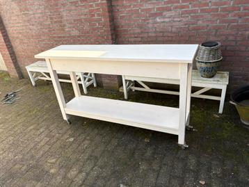 Handige sidetable op wielen - ideaal als bar in de tuin