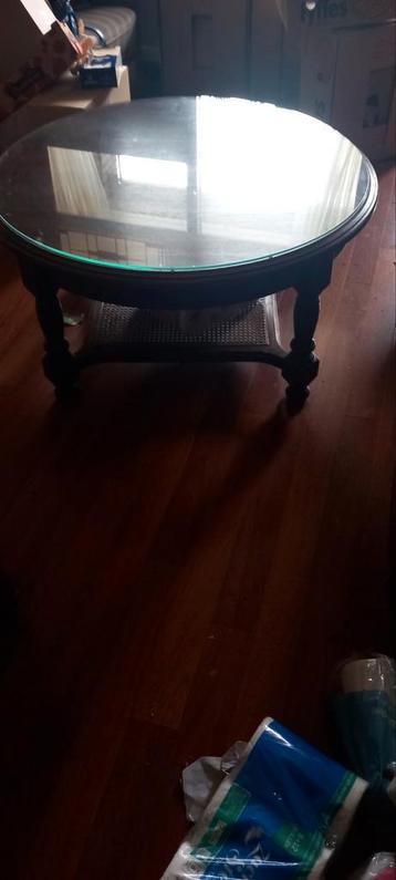 Ronde salontafel met glasplaat - 100 cm doorsnede