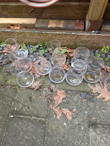 Glazen theelichthouders / kleine vaasjes (12 stuks)