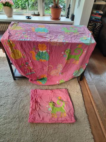 Dekbedovertrek met kattenprint en kussensloop (1-persoons)