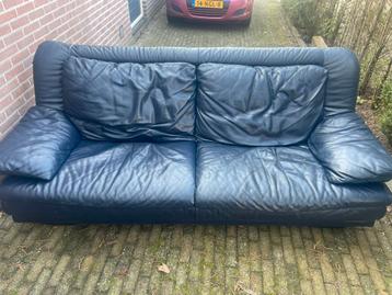 Comfortabele zwarte leren 2-zitsbank