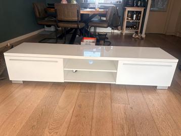Wit hoogglans tv meubel met twee lades - gedemonteerd