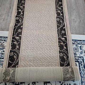 Loper tapijt beige met bruin patroon 2 stuck