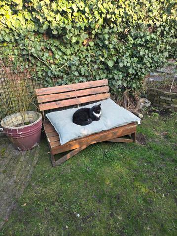 Houten tuinbank met kussen