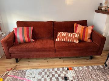 Mooie terracotta ribstof bank - 205 lang