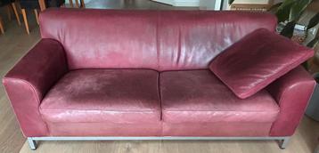 Bankstel 2,5 en 3 zits leer kleur bordeaux