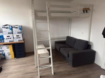 Tweezitsbank donkergrijs met poef gratis