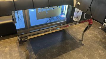 GRATIS !!! Moderne eettafel met glazen blad en chromen poten