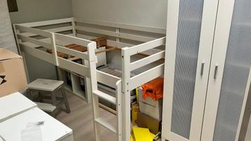 Halfhoogslaper, zonder lattenbodem/matras - gebroken wit