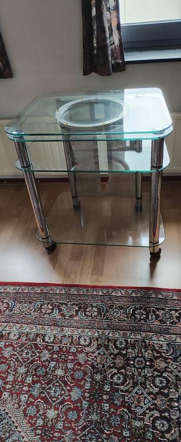 glazen televisie/radio meubel 70x50 75 hoog