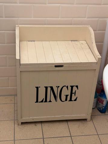 Vintage Linge wasmand/opbergkist - Crème