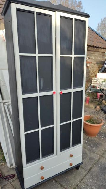 Grenen vitrine boeken kast met deurtjes en lades gratis