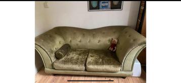 Vintage Bank - Groen Fluweel met Chesterfield Details