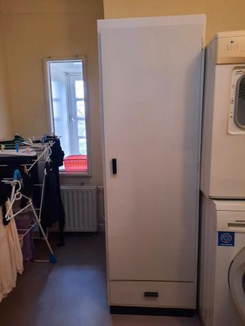 Houten kast gelakt, 60x43x190 cm, met 5 planken