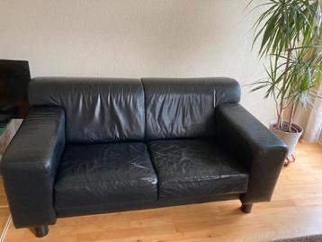 bank zwart leer - merk: Leolux