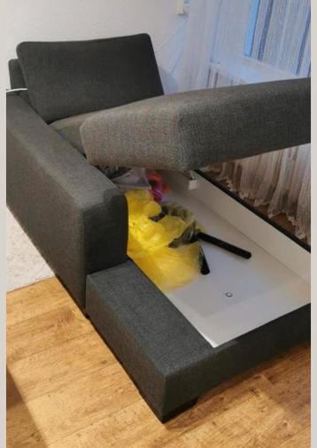 Donkergrijze chaise longue met opbergruimte