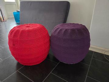 Poef met ijzeren frame, 45 cm doorsnee, 45 cm hoog