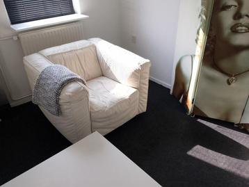 Set Roomwitte leren fauteuils