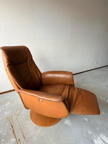 Relaxfauteuil verstelbaar bruin leer GRATIS