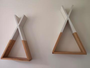 GRATIS Set van 2 Tipi Wandplankjes - Wit en Houtkleurig