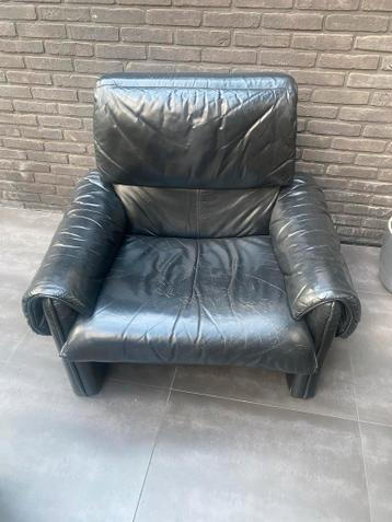 Zwarte leren relaxstoel