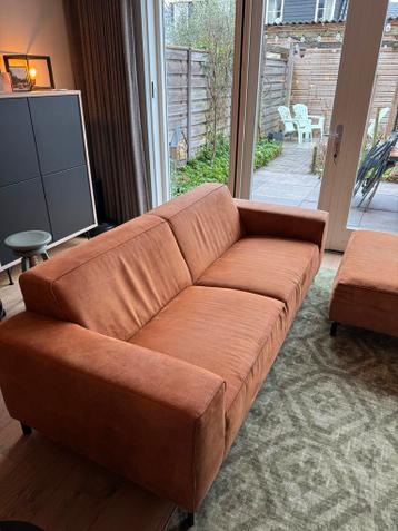 2,5-zits bank met poef - Bruin/cognac