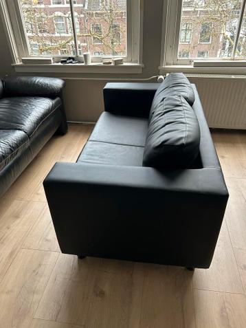 Zwarte kunstleren bank - 140 cm breed - Zeer goede conditie