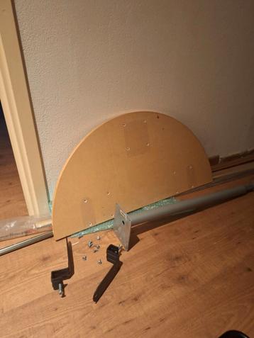 Ikea halfrond aanbouwdeel bureau met poot en bevestiging