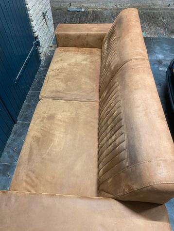 Comfortabele 3-zitsbank cognac microleder.