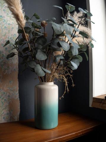 Gevulde vaas met ombré effect - wit/groen