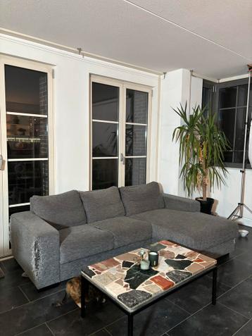 Grijze hoekbank met gebruikssporen (gratis af te halen)