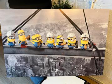 Leuk Minions schilderij - Lunch op een wolkenkrabber
