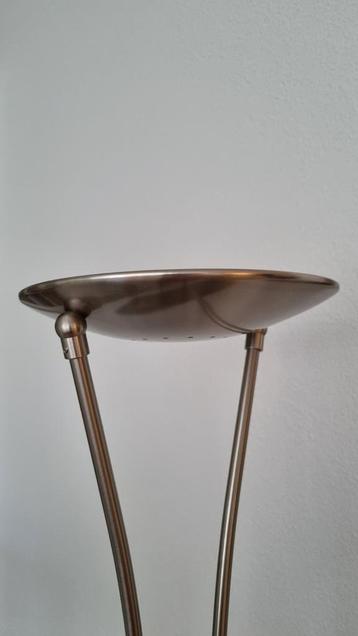 Staande vloerlamp met leeslamp 180cm ijzer melkglas dimbaar