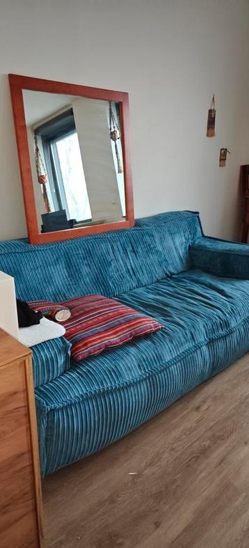 Comfortabele ribfluwelen bank - Blauw GRATIS