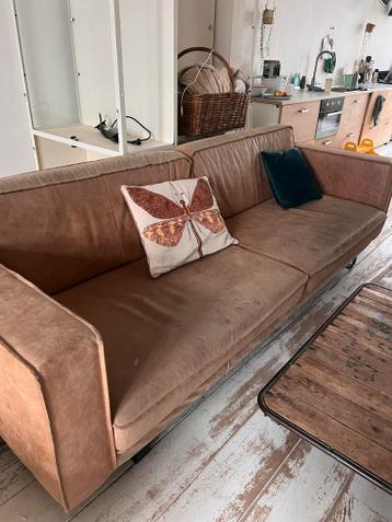 Gratis afhalen: Leren (pilotenleer) 4-persoons bank