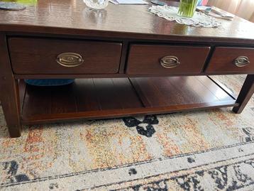 Donkerbruine Salontafel met Lades en Opbergplank