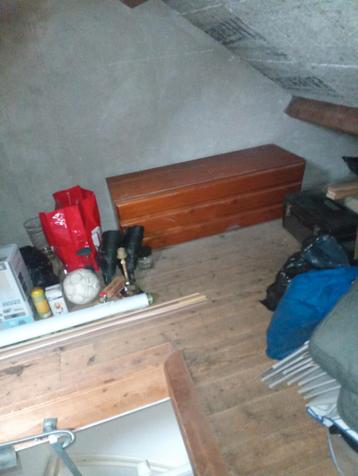 Houten opberg kist / bank met twee deksels