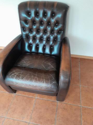 Vintage Leren Fauteuil - Chesterfield Stijl