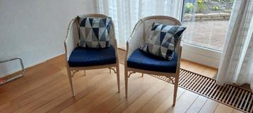 Set van 2 rotan stoelen met kussens