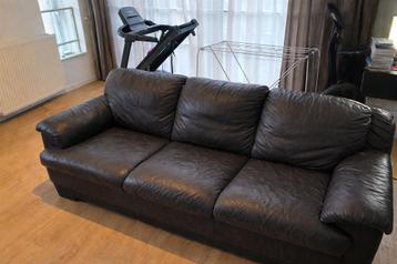 Gratis leren 3-zits bank – gebruikt maar nog bruikbaar