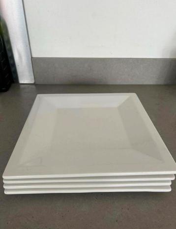 Set van 4 vierkante witte borden