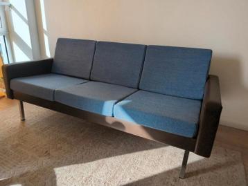 Retro bank met leer en wol - 180cm