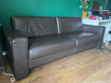 Zwarte leren bank (216x90 cm) - Ophalen in Waalwijk