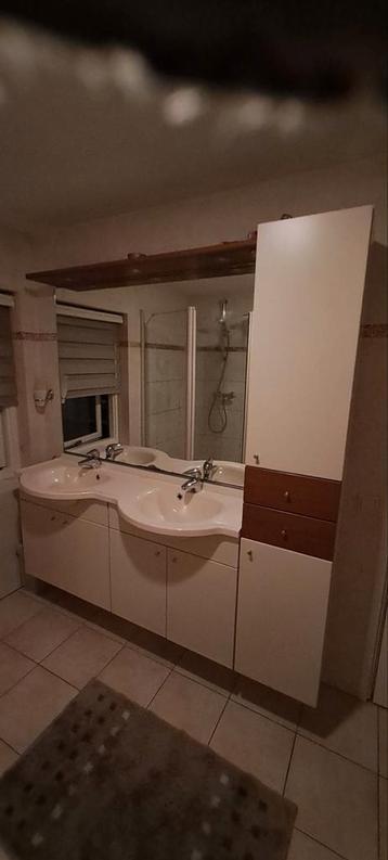 Complete badkamermeubel met dubbele wasbak en kast