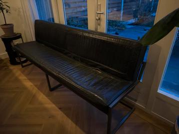 Leren eetkamerbank - Zwart, modern design