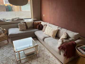 Gratis hoekbank grijs/beige, wasbare hoezen, ophalen Kampen