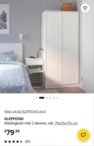 GRATIS KLEPPSTAD Kledingkast wit - 1 jaar gebruikt