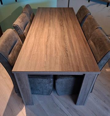 Grijs houten Eettafel met 6 Stoelen